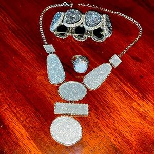 3 pc silver tone bling